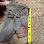 Jessica Simpson Sesley Gray Suede Leather Fringe Heeled Ankle Bootie SZ 10 Comfy Photo 13