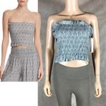 AQUA Medallion Strapless Smocked Tube Top NWT LARGE Photo 1