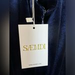 Saemdi Velvet Cross Neck Midi Dress Navy Blue size Medium New with Tags Photo 7