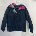 Vintage Retro Neon 80s 90s Snuggler Ski Fantasy Snow Jacket Ladies Sz M Black Size M Photo 0