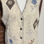 Alfred Dunner Vintage 90s  Vest Embroidered Fleece Sherpa Brown & Cream Fall Sz M Photo 0