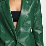 Stradivarius Green Faux Leather Blazer Photo 0