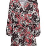 H&M Floral Print Long Sleeve Romper Black Red White Women’s Size 8 NWOT Photo 0