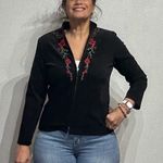 Notations  Black Velour Floral Embroidered Jacket Sz PM Photo 0