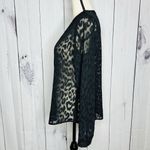 Ann Taylor Black Long Sleeve Sheer Lace V-Neck Button Down Blouse Top Sz S Photo 3