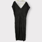 Cloth & Stone Crop Wide Leg Jumpsuit XS Black Tie Waist V-Neck Short Sleeve Photo 2