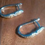 Green Diamond Accent Hoop Earrings Photo 2