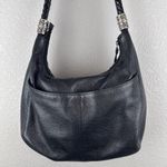 Brighton  Barbados Zip Top Hobo Bag Purse Black Pebbled Leather Pockets Bag Charm Photo 7
