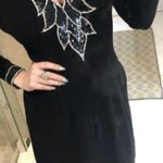 Don Sayres Wellmore Knit Dress Size 10 Black Wool Rayon Sequin Embellished Photo 0