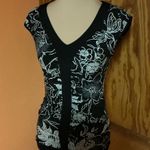 Vtg Y2K black floral sexy top Photo 9