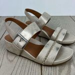 Gentle Souls Women's Giulia Two Band Wedge Buckle Sandals 8 Ice $159 Photo 0