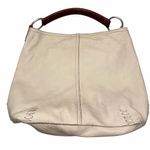 Lucky Brand  Cream Leather Hobo Bucket Shoulder Bag Purse Photo 3