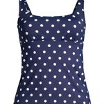 Land’s End Navy Polka Dot Tankini Swimsuit Top Blue Size 12 Photo 0