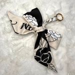 New Weave Bowknot Pendant Bag Charm Soft Silk Scarf Keychain Fashion Charm Black Photo 1