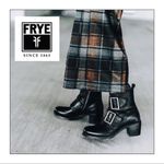 Frye  • Sabrina Double Buckle Boot ankle bootie black leather block heeled moto Photo 2