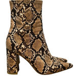 Jeffrey Campbell Siren Faux Snakeskin Pointed Toe Block Heel Boots - Size 6.5M Photo 0