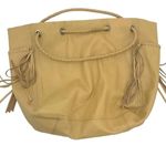 Free People Womens Jolene Cow Leather Fringe Woven Strap Tote Handbag Yellow Tan Photo 2