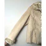 Montanaco Faux Suede Fur Trimmed Toggle Jacket Womens S Beige Winter Warm Chic Tan Photo 6