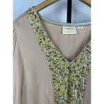 Anthropologie Maeve Cream Kristie Long Balloon Sleeve Sequin Peasant Blouse S Photo 2