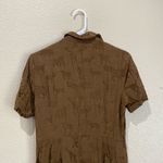 ZARA  Brown Animal Novelty Print Satin Dress Size Small Safari Collared Summer Photo 9