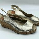Fabiolas Womens Wedge Espadrille Sandals Slingback Gold Size 6 Photo 0
