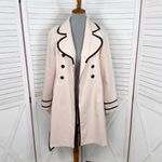 Elle  Double‎ Breasted Belted Trench Coat Blush Pink Black Piping Trim 6 Photo 6