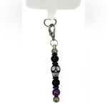 NWT one of a kind Angelas Designs black and purple skull cell phone charm Photo 1