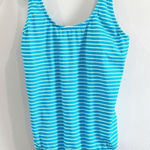 Amazon Essentials Blue White Striped One Piece Swimsuit NWT Size Large Photo 0