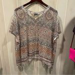 Cute Y2K style oversized aztec print crochet sweater top Boho coquette Brown Photo 4