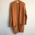Dreamers  Mustard Yellow/Orange Fuzzy Popcorn Open Long Cardigan. Size Medium Photo 1