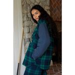 Playboy NWT By PacSun Plaid Oversized Drawstring Hoodie Green & Blue Jacket Photo 2