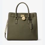 Michael Kors  Hamilton Large Saffiano Leather Tote Bag Olive Green Photo 0
