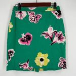 J. Crew Womens Floral Print Cotton Blend Stretch Pencil Skirt Green Pink Size 6P Photo 6