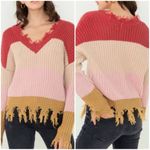 Love Tree  Ripped Fringed Sweater V-Neck Photo 1