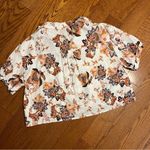 Rachel Roy NWT Linen Blend Cropped Button Up Blouse Size L Short Sleeve Photo 4