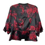 Alex Evenings  Black Red Rose Floral Print Jacket Camisole Set Women's XL Photo 1