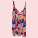 French Connection Bright Tye Dye Adjustable Spaghetti Strap Tier Mini Dress W 8 Photo 1
