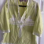 CJ Laing Women's Small Green Palm‎ Beach Tunic Resort Beach Vacation Boho Photo 0