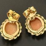 Vintage Signed 14K Gold Dainty Victorian Lady Cameo Tiny Stud Earrings 2g. Orange Photo 5