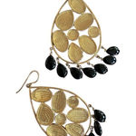 Saks 5th Avenue Gold-plated black onyx-style beads, teardrop shaped, like new, large dangling Photo 0
