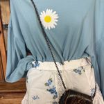 SheIn  - Long Sleeve Daisy Print Top - Women - Size Small - Blue - Casual Cute Photo 3
