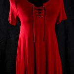 Hot Kiss NWT Red T-Shirt Dress with Corset Lace-Up Front Size Large Photo 2