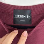 Kittenish Cropped Crewneck Sweatshirt in Burgundy & Gold Size Large Photo 2