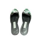 Oscar de la Renta Womens Black Canvas Bead Embroidered Mules Size 37 Photo 4