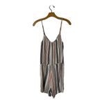 Fifteen Twenty Black Pink And Tan Striped Tie Waist Linen Blend Romper Size S Photo 3