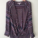 Derek Lam 10 Crosby Navy Silk Print Blouse Size 6 Photo 2