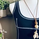 Urban Nation Black & White Stitched Ribbed Scoop Neck Cotton Mini Dress Black Size L Photo 5