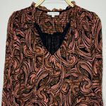 Karina Grimaldi  Women Roma Print Blouse Top Size‎ Medium Pink Paisley Chiffon Photo 3