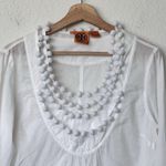 Tory Burch 12 White blouse Cotton Pomp Pomp Long Sleeves Photo 1