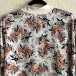 Floral Bomber Zip Up Lightweight Jacket XL White Stretchy Knit Casual Spring Photo 6